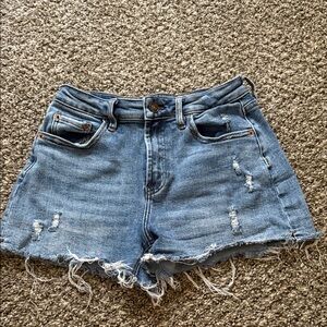 Black Label Frayed Blue Jean Shorts